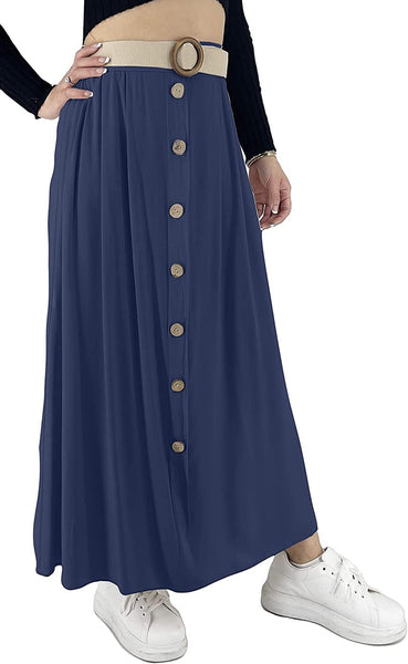 Abuela Gonna Lunga Donna in Canapa con Cintura Primavera Estate