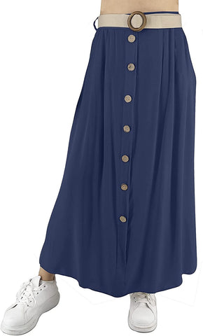 Abuela Gonna Lunga Donna in Canapa con Cintura Primavera Estate